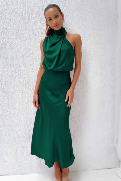 Lydia | Lang kjole med halterneck